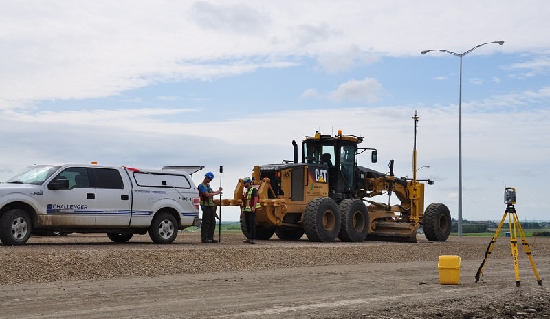 machine control setup on grader for stoney trail project calgary