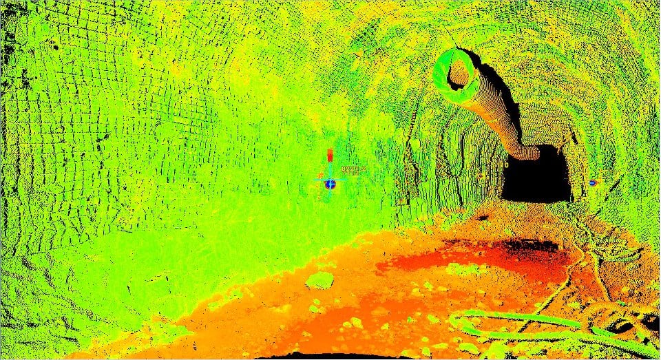 underground laser scan at New Afton mine