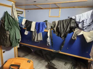 Bathymetric Survey, Hydrographic Fieldwork, Boat Living Conditions, Offshore Survey Life, Remote Marine Operations, Vessel Mobilization, Crew Experience, Compact Vessel Challenges, Survey Crew Life, Marine Field Conditions, Offshore Work Environment, Northern Surveying, Challenger Geomatics